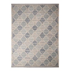 Silber-grau-blauer Woll-Kilimteppich von Rug & Kilim mit skandinavischem Einschlag