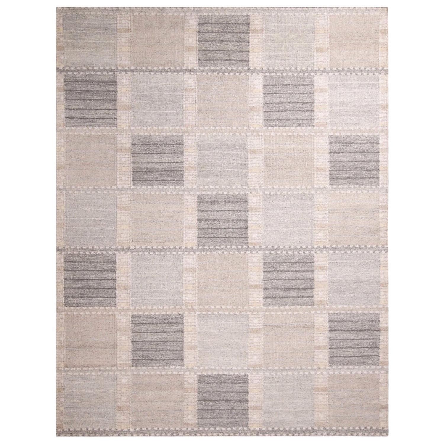 Rug & Kilim’s Scandinavian-Inspired Silver-Gray and Cream White Natural Wool Rug For Sale