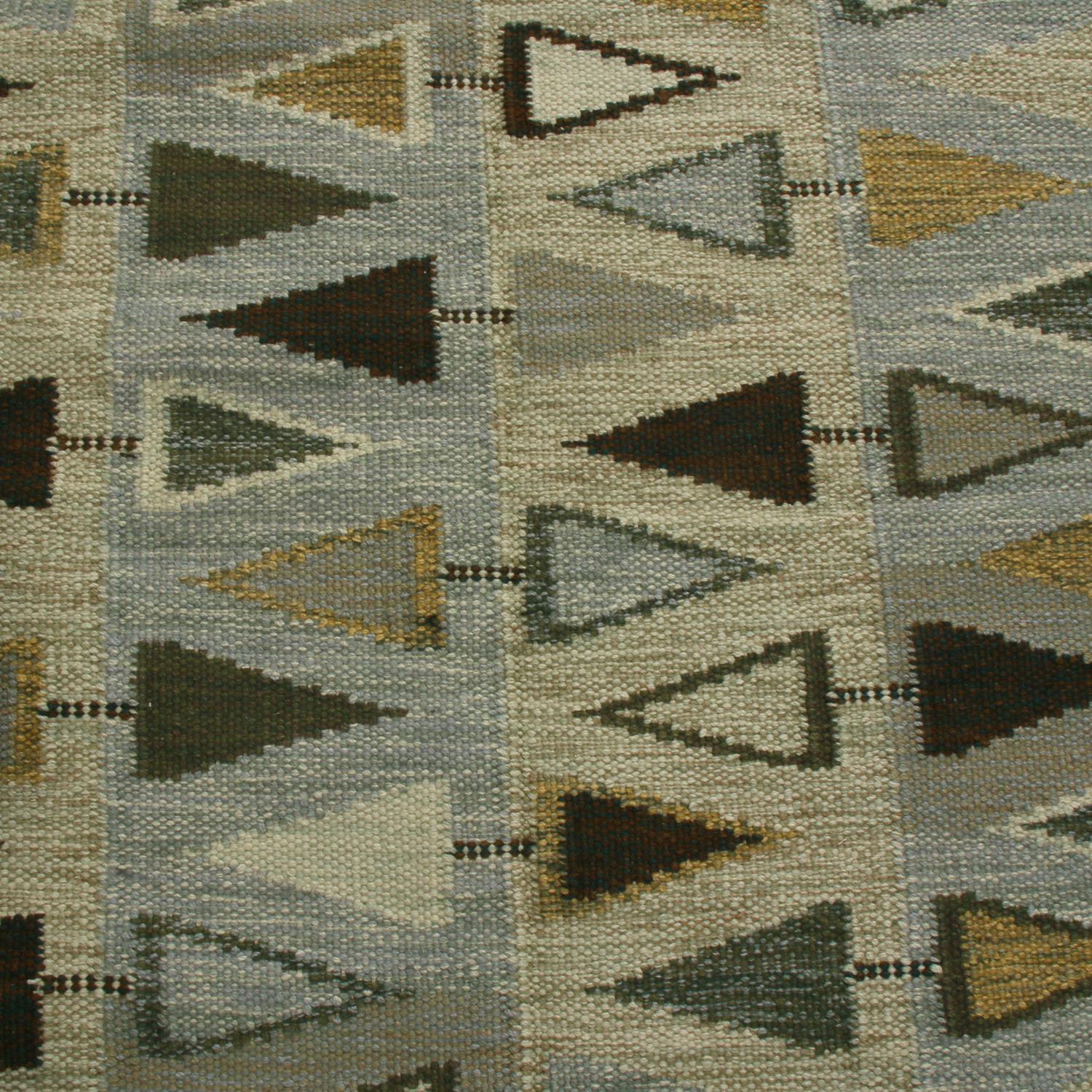 Scandinavian Modern Rug & Kilim’s Scandinavian-Inspired White and Blue Wool Pile Rug