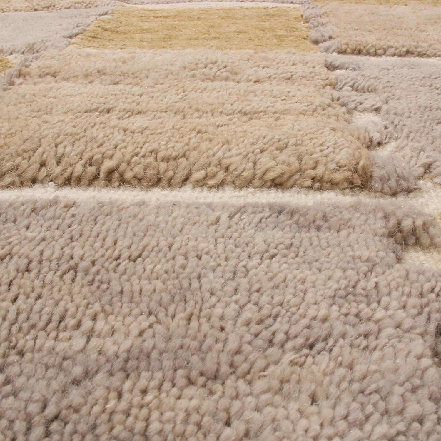Alfombra de pelo de lana amarilla y gris de inspiración escandinava Rug & Kilim Indio en venta