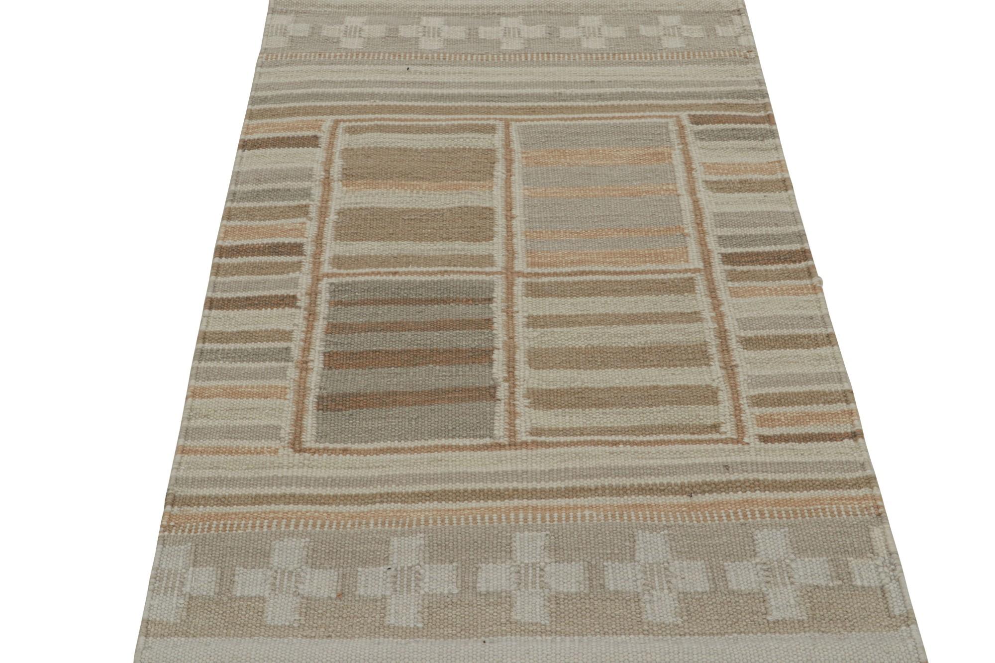 Modern Rug & Kilim’s Scandinavian Kilim and Scatter Rug with Geometric Patterns For Sale