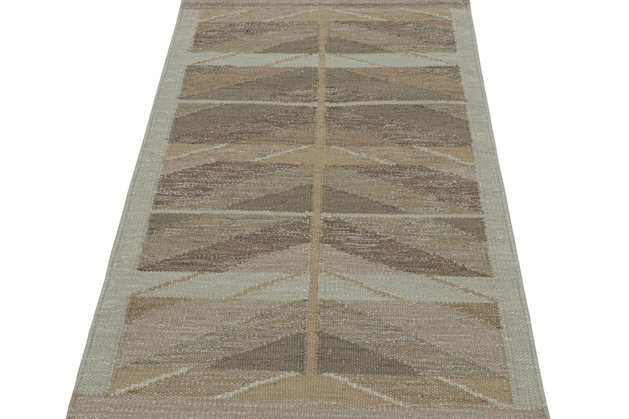 Modern Rug & Kilim’s Scandinavian Kilim and Scatter Rug with Geometric Patterns For Sale