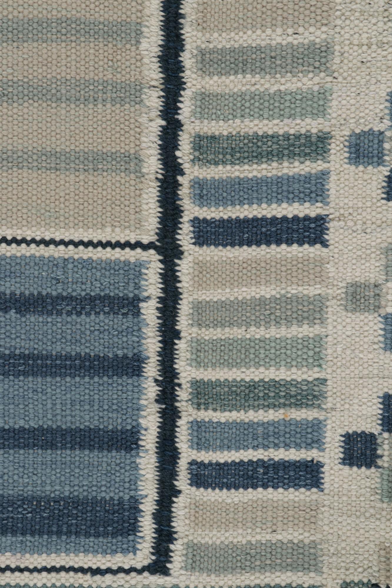 Rug & Kilim’s Scandinavian Kilim and Scatter Rug with Patterns in Cool Blue Tone In New Condition For Sale In Long Island City, NY