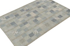 Rug & Kilim’s Scandinavian Kilim Rug in Blue and Grey Geometric Pattern