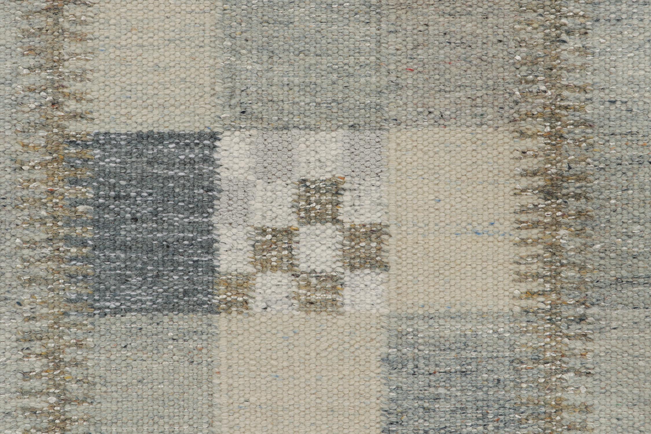 Rug & Kilim’s Scandinavian Kilim Rug in Blue and Grey Geometric Pattern In New Condition For Sale In Long Island City, NY