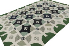 Rug & Kilim’s Scandinavian Style Rug in Green with Geometric Patterns