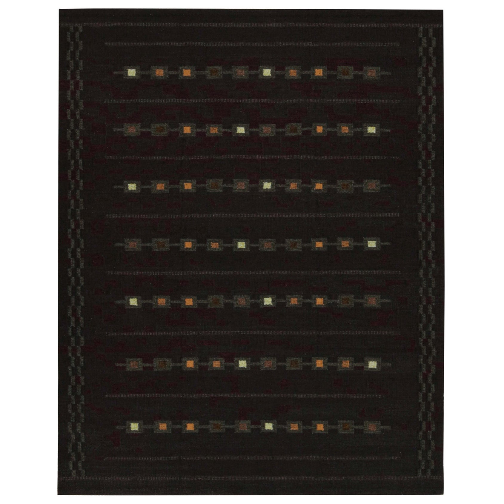 Rug & Kilim è un tappeto Kilim scandinavo di colore melanzana con motivi geometrici in vendita