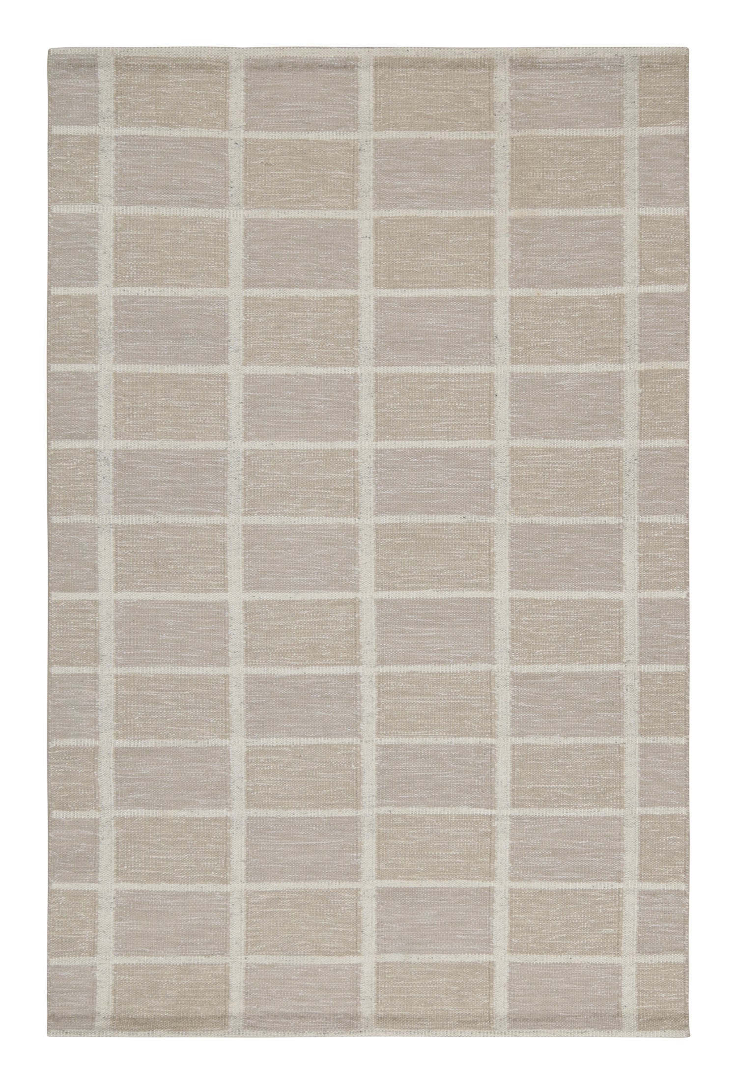 Skandinavischer Kilim-Teppich von Rug & Kilim mit geometrischem Muster in Taupe und Weiß