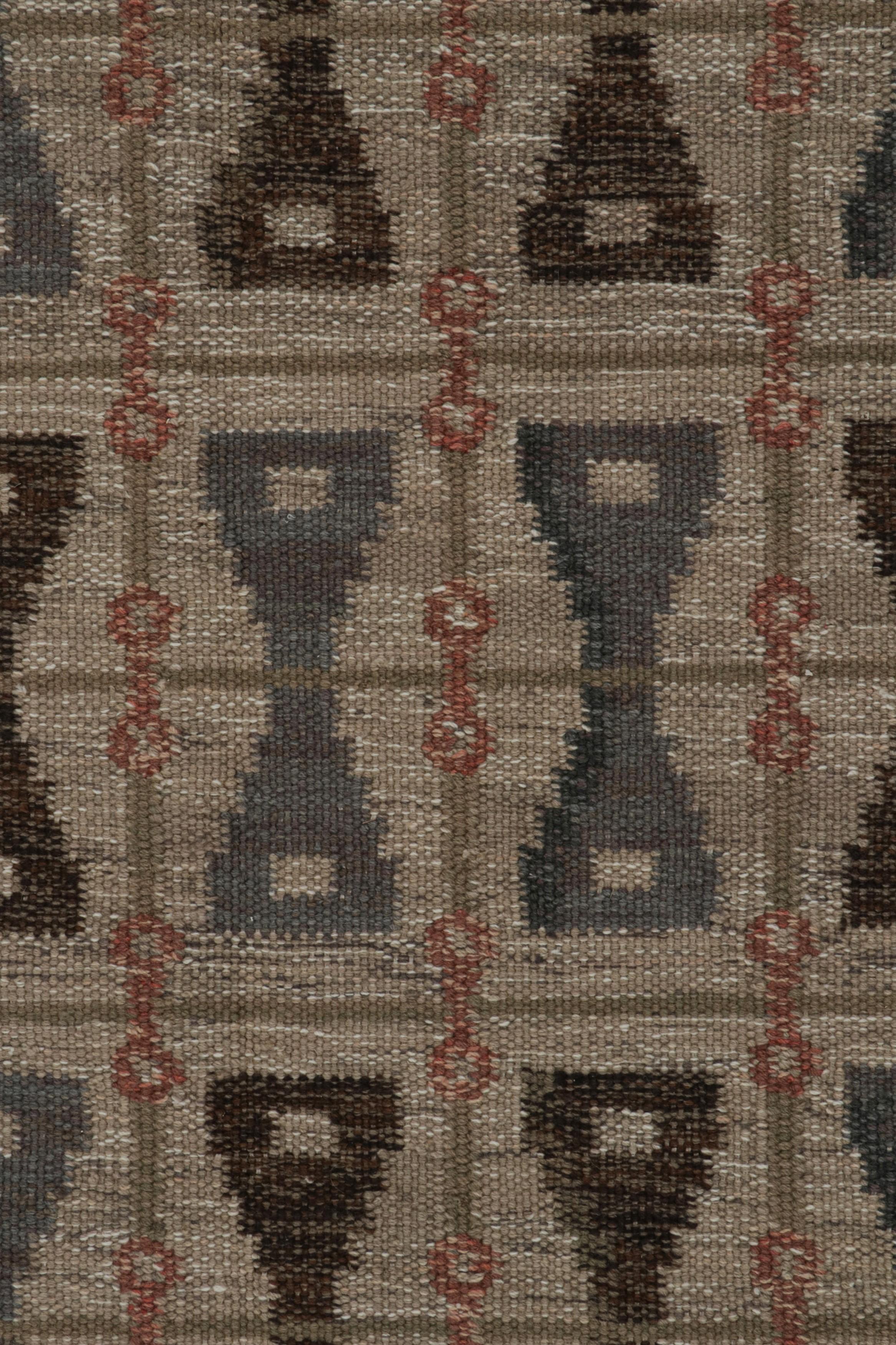 Rug & Kilim’s Scandinavian Style Rug in Brown With Geometric Patterns In New Condition For Sale In Long Island City, NY