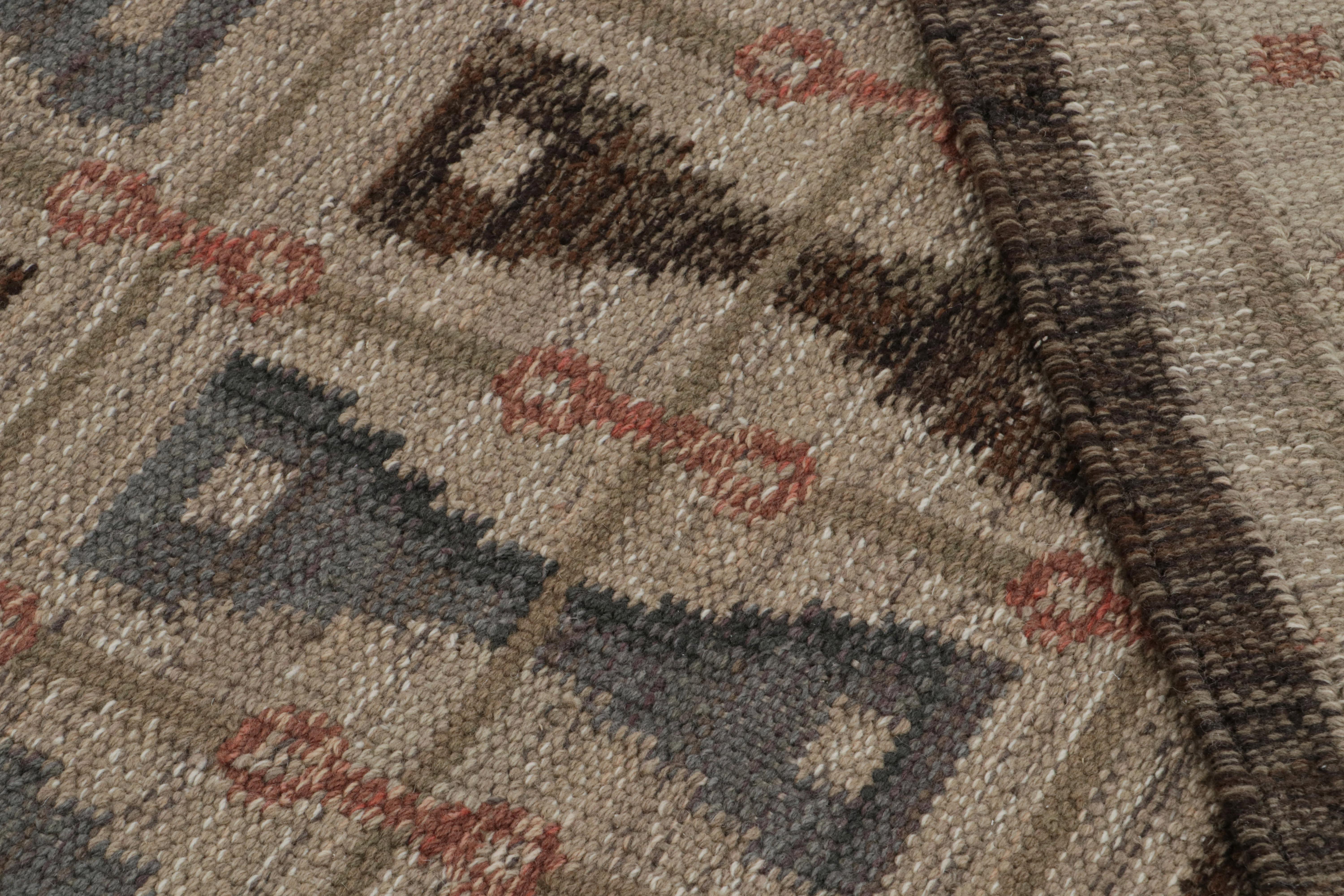 Contemporary Rug & Kilim’s Scandinavian Style Rug in Brown With Geometric Patterns For Sale