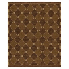 Rug & Kilim Estilo Kilim Escandinavo Personalizado en Diseño Enrejado Beige y Marrón