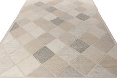 Rug & Kilim’s Scandinavian Kilim Style Custom Rug, White, Beige Diamond Pattern