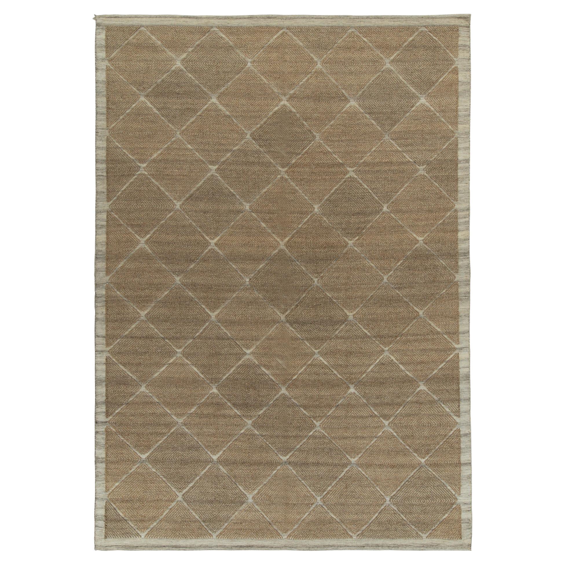 Rug
Kilim
s Scandinavian Kilim Style Hemp Rug in Beige-Brown Diamond Patterns (Tapis en chanvre de style Kilim scandinave à motifs de diamants beige et marron)