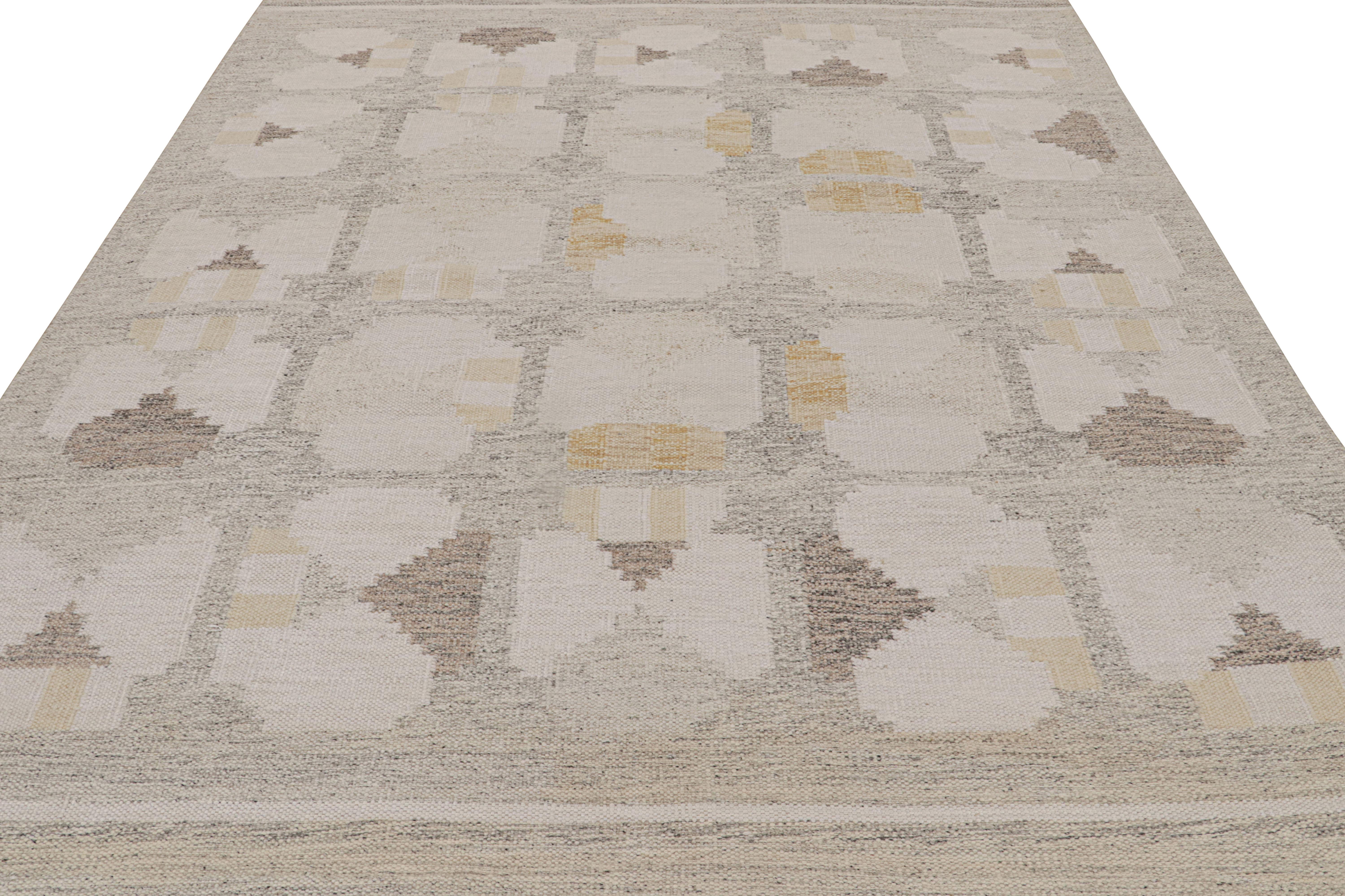 Rug & Kilim's Teppich im skandinavischen Stil mit geometrischen Mustern in Grau (Skandinavische Moderne) im Angebot