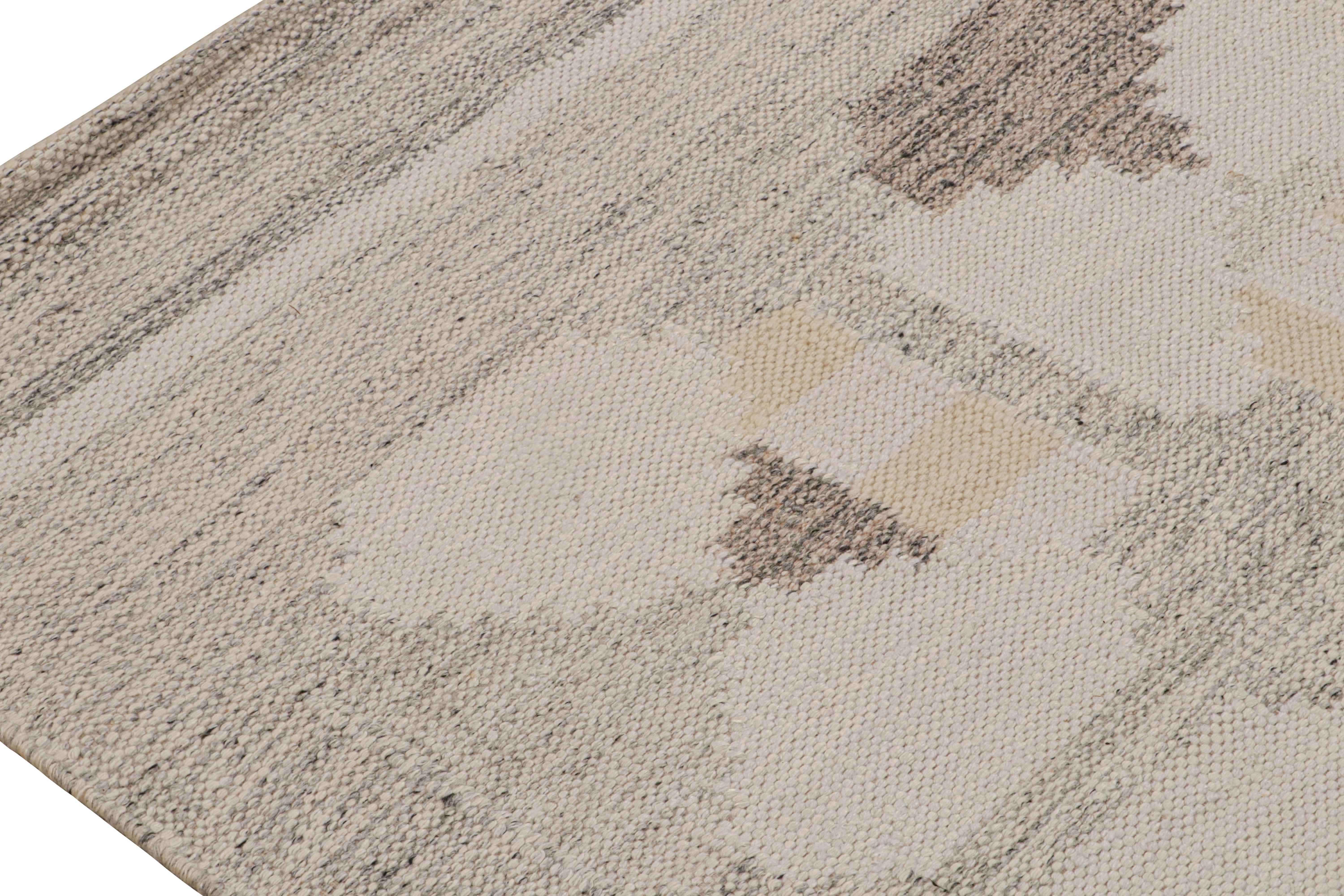 Rug & Kilim's Teppich im skandinavischen Stil mit geometrischen Mustern in Grau (Handgeknüpft) im Angebot