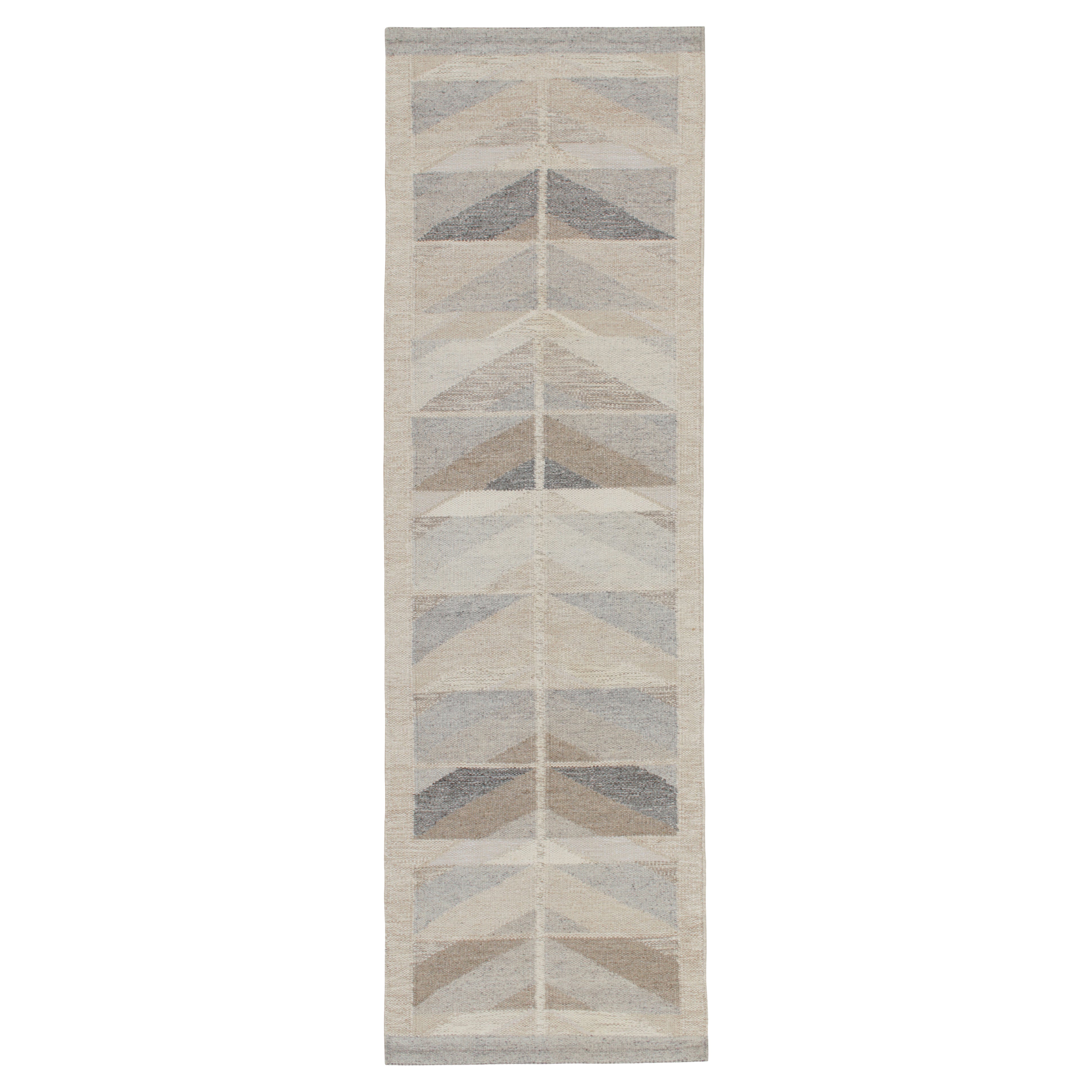 Rug 
Kilim
s skandinavischer Läufer im Kilim-Stil in Beige-Braun mit geometrischem Muster