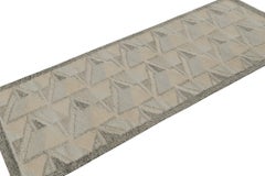 Rug & Kilim’s Scandinavian Kilim Style Runner Rug in Grey & Beige Patterns