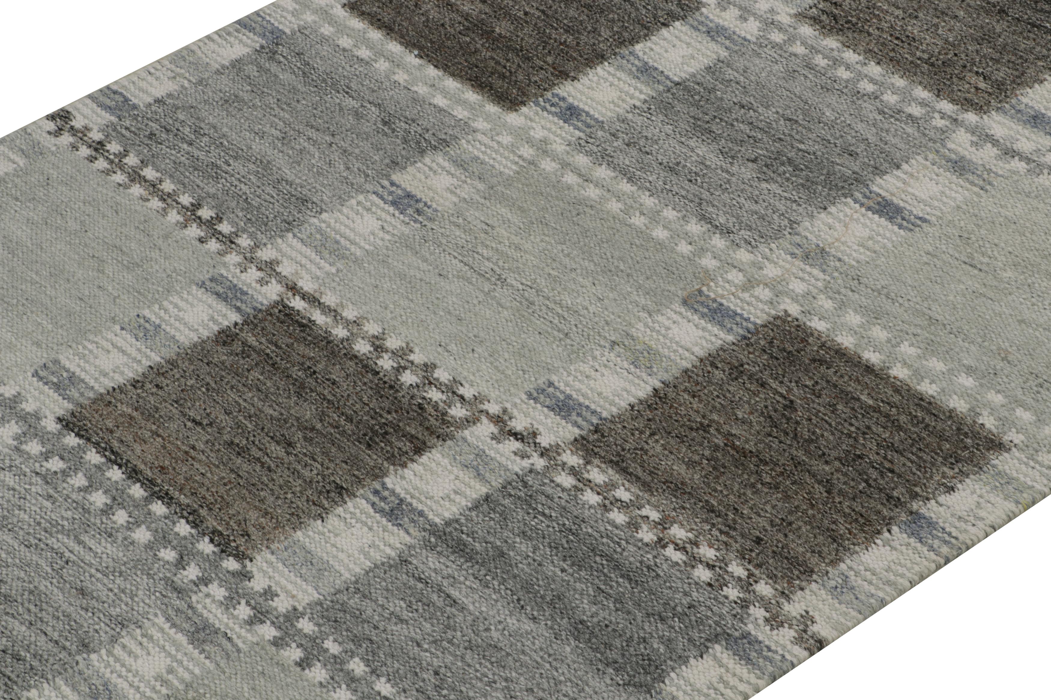 Rug & Kilim - Tappeto scandinavo per esterni con motivo geometrico grigio e bianco In condizioni Nuovo in vendita a Long Island City, NY