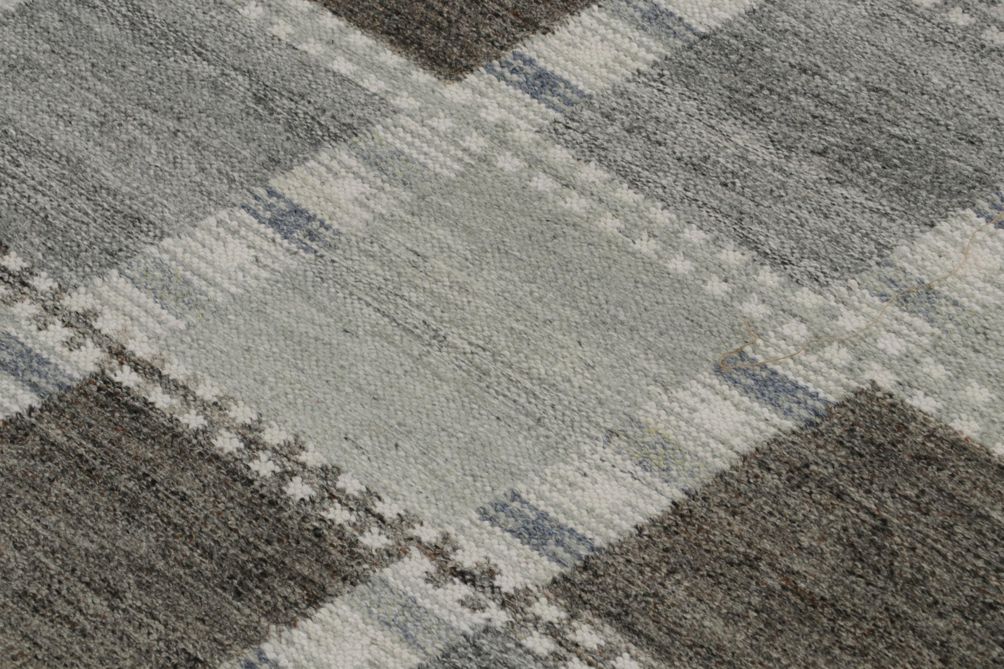 Lana Rug & Kilim - Tappeto scandinavo per esterni con motivo geometrico grigio e bianco in vendita