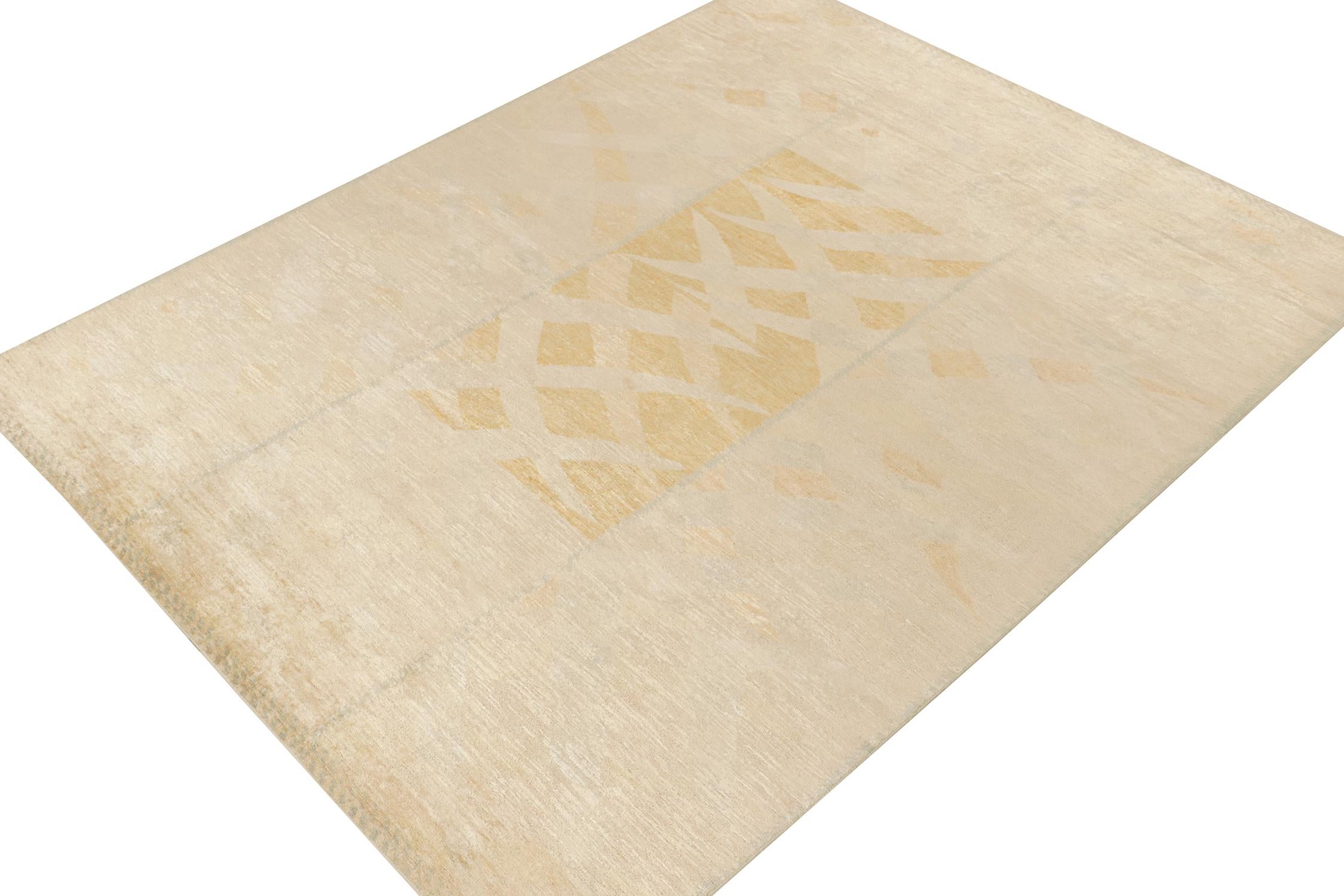 Esta alfombra de 8x10 de estilo sueco es una nueva y atrevida textura de la galardonada colección de alfombras escandinavas de Rug & Kilim. Anudado a mano en lana y seda. 
Más sobre el diseño: 
Esta alfombra goza de un movimiento único a través de