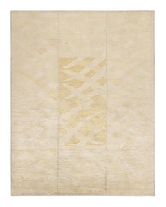 Rug & Kilim - Tappeto scandinavo in velluto con motivo geometrico oro e avorio