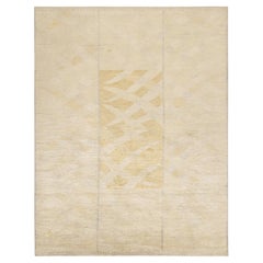 Rug & Kilim's Scandinavian Pile Rug in Gold & Ivory Geometric Pattern