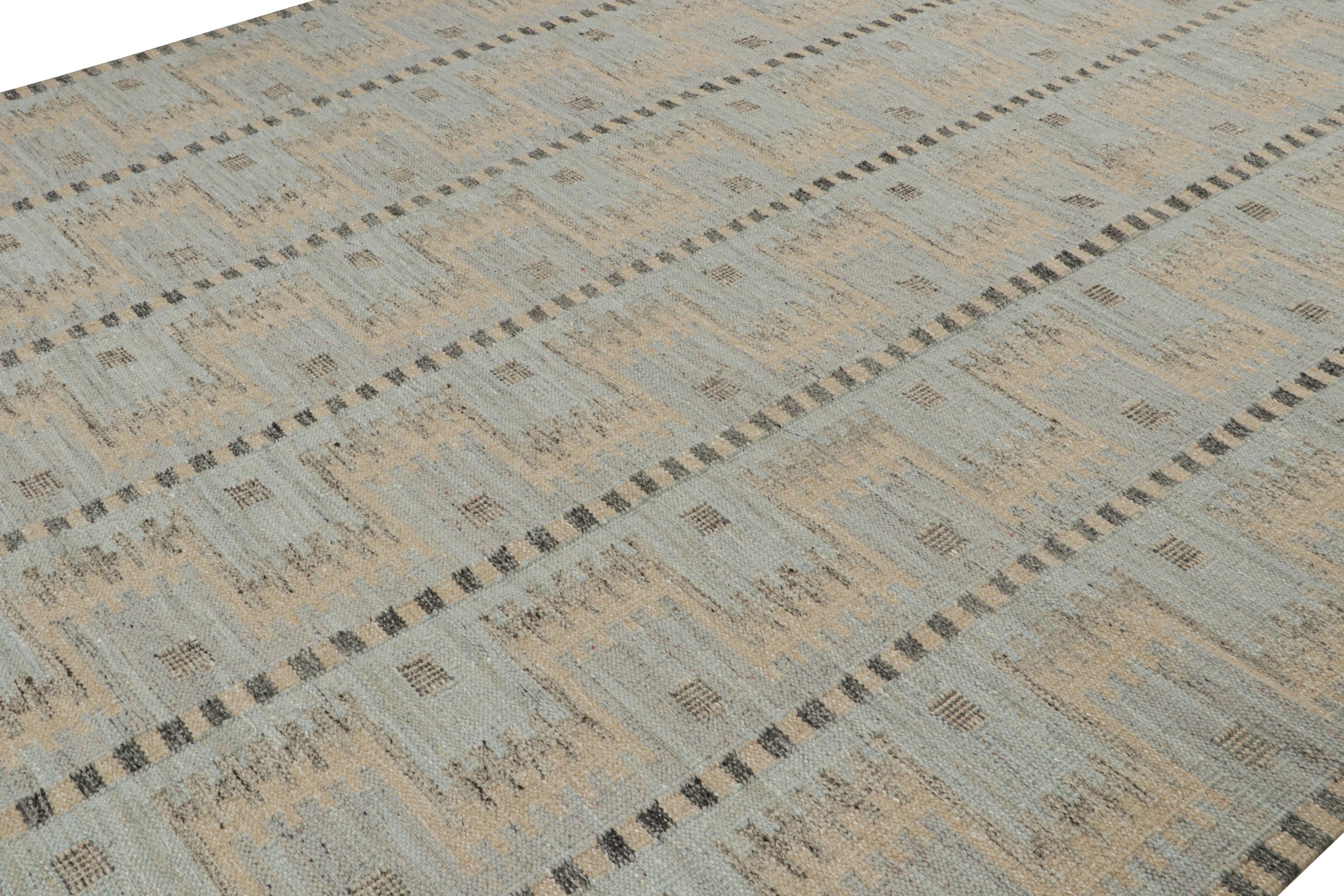 Indiano Tappeto scandinavo Rug & Kilim in blu con motivi geometrici in vendita