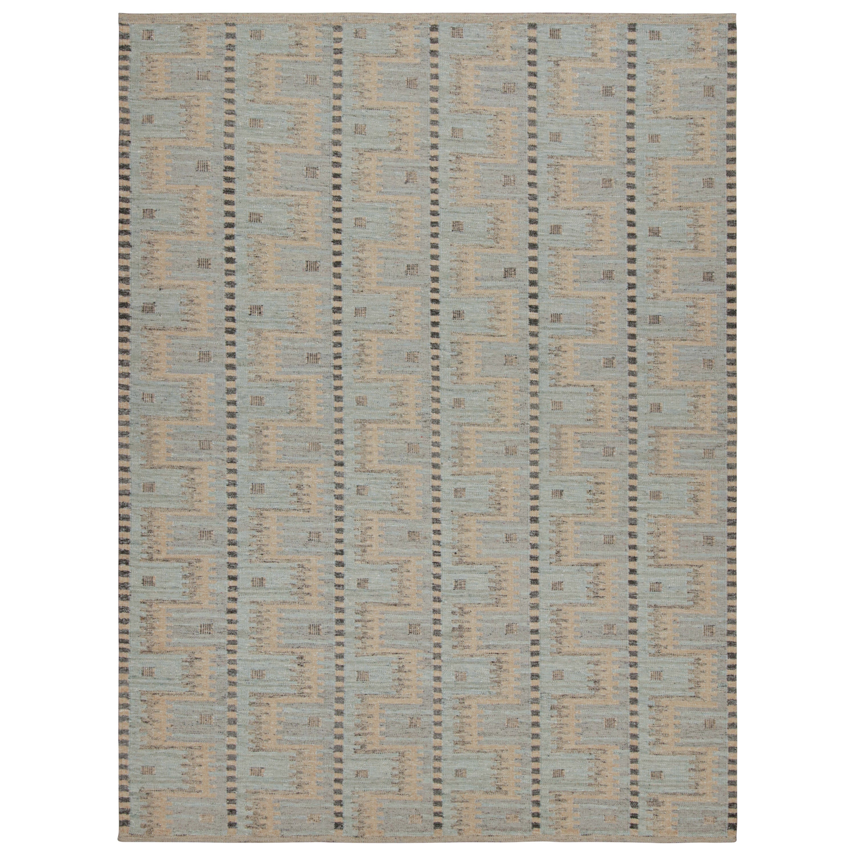Tappeto scandinavo Rug & Kilim in blu con motivi geometrici in vendita