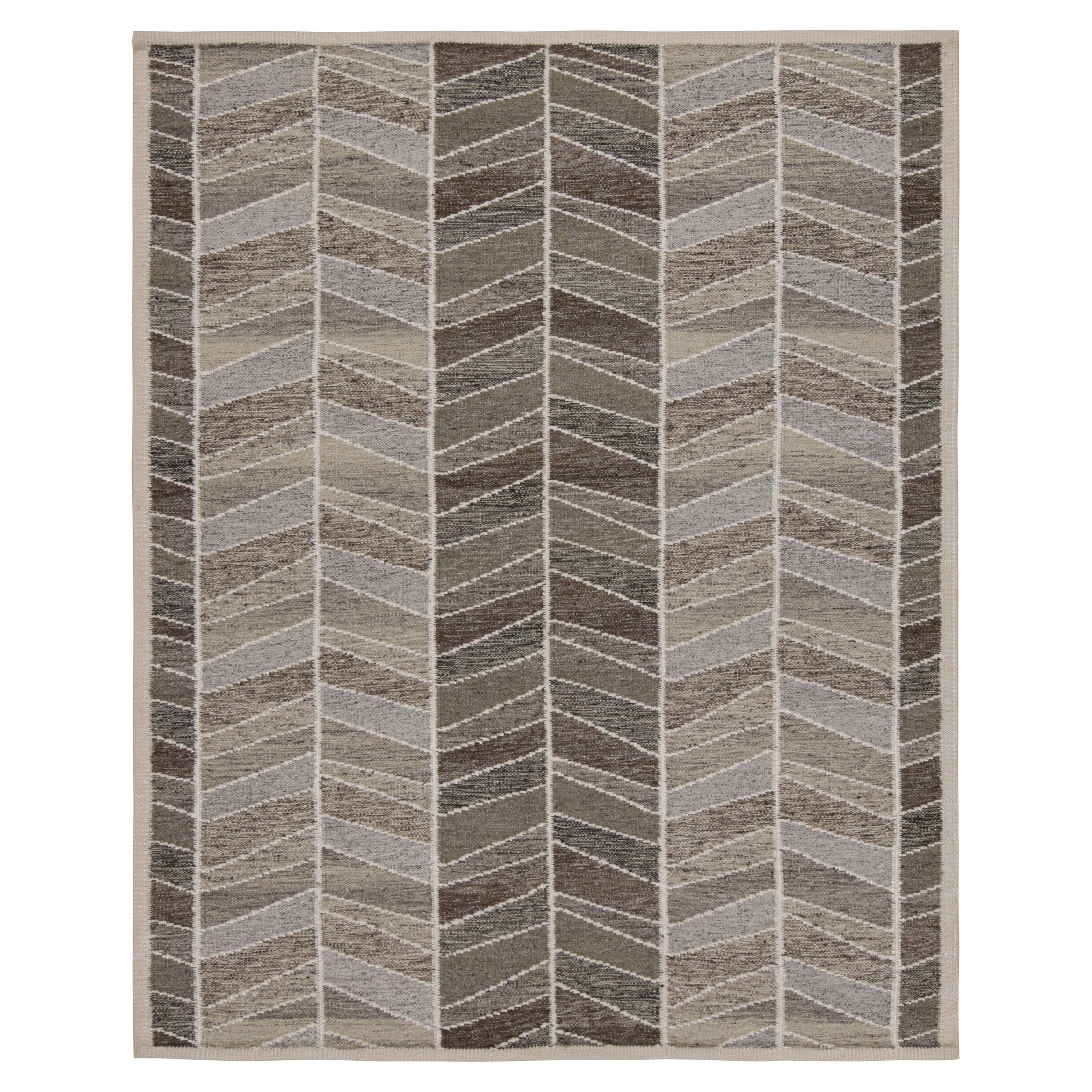 Rug & Kilim’s Scandinavian Rug in Gray and Blue Geometric Patterns