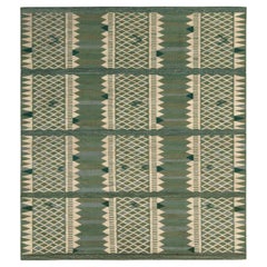 Rug 
Kilim’s Scandinavian Rug in Green and Beige Geometric Pattern 7
4"x6
