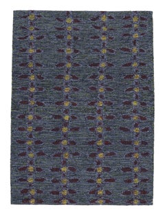 Skandinavischer Teppich von Rug & Kilim in Indigo mit roten und gelben Blumenmustern