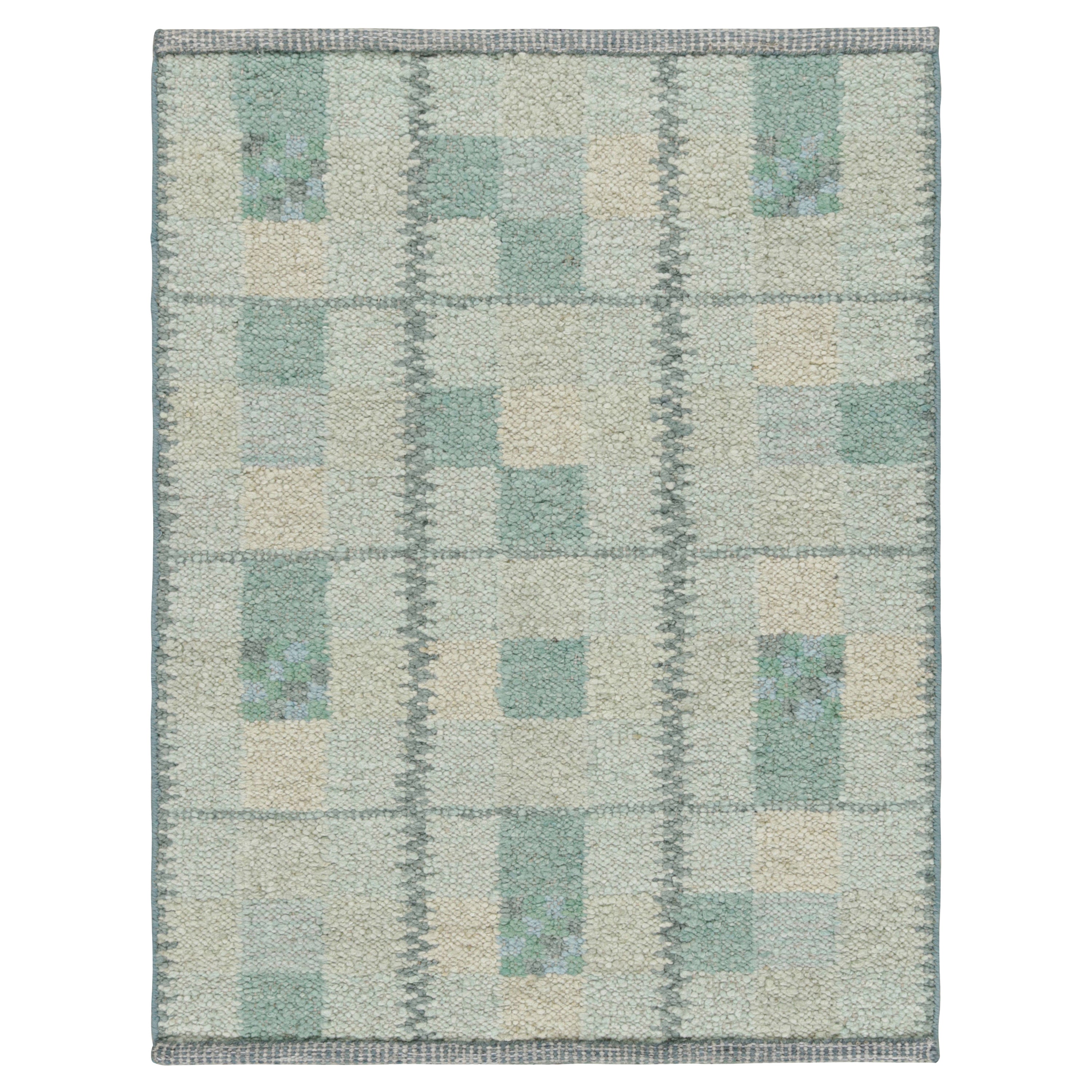 Rug
Kilim’s Scandinavian Rug in Seafoam Green and Teal Blue Geometric Patterns