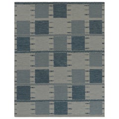 Rug & Kilim’s Scandinavian-Inspired Rug, Slate Blue and Gray Minimalist Geometry