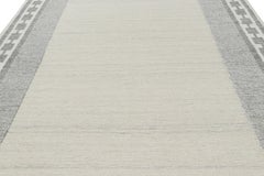 Rug & Kilim’s Scandinavian Rug in White Open Field, Gray Geometric Borders
