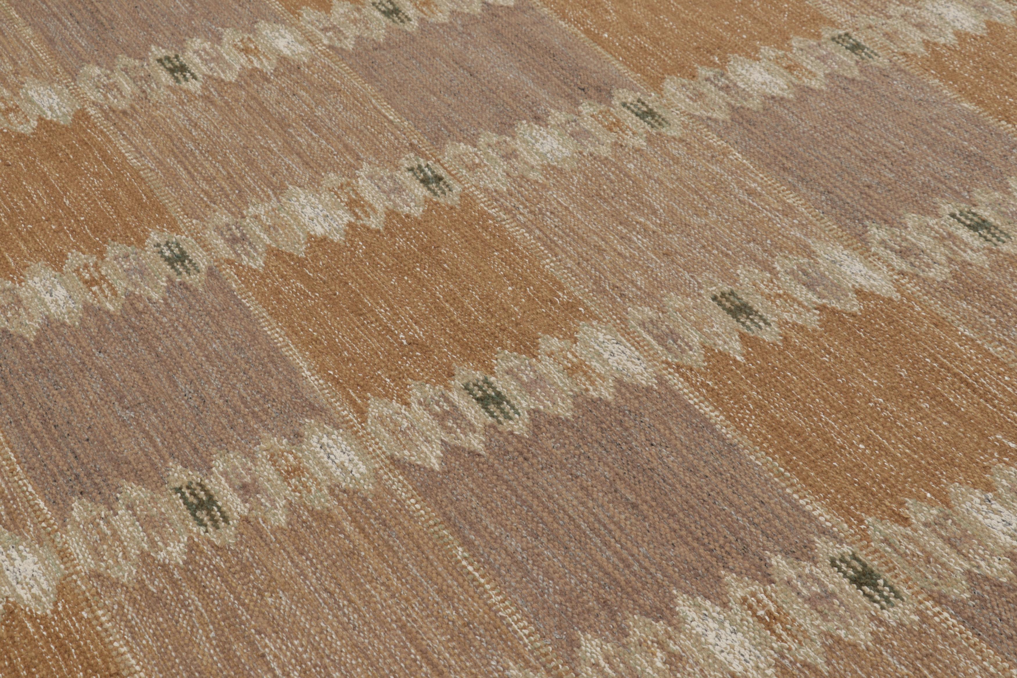 Indian Rug & Kilim’s Scandinavian Rug, Rust and Mauve Minimalist Geometric For Sale