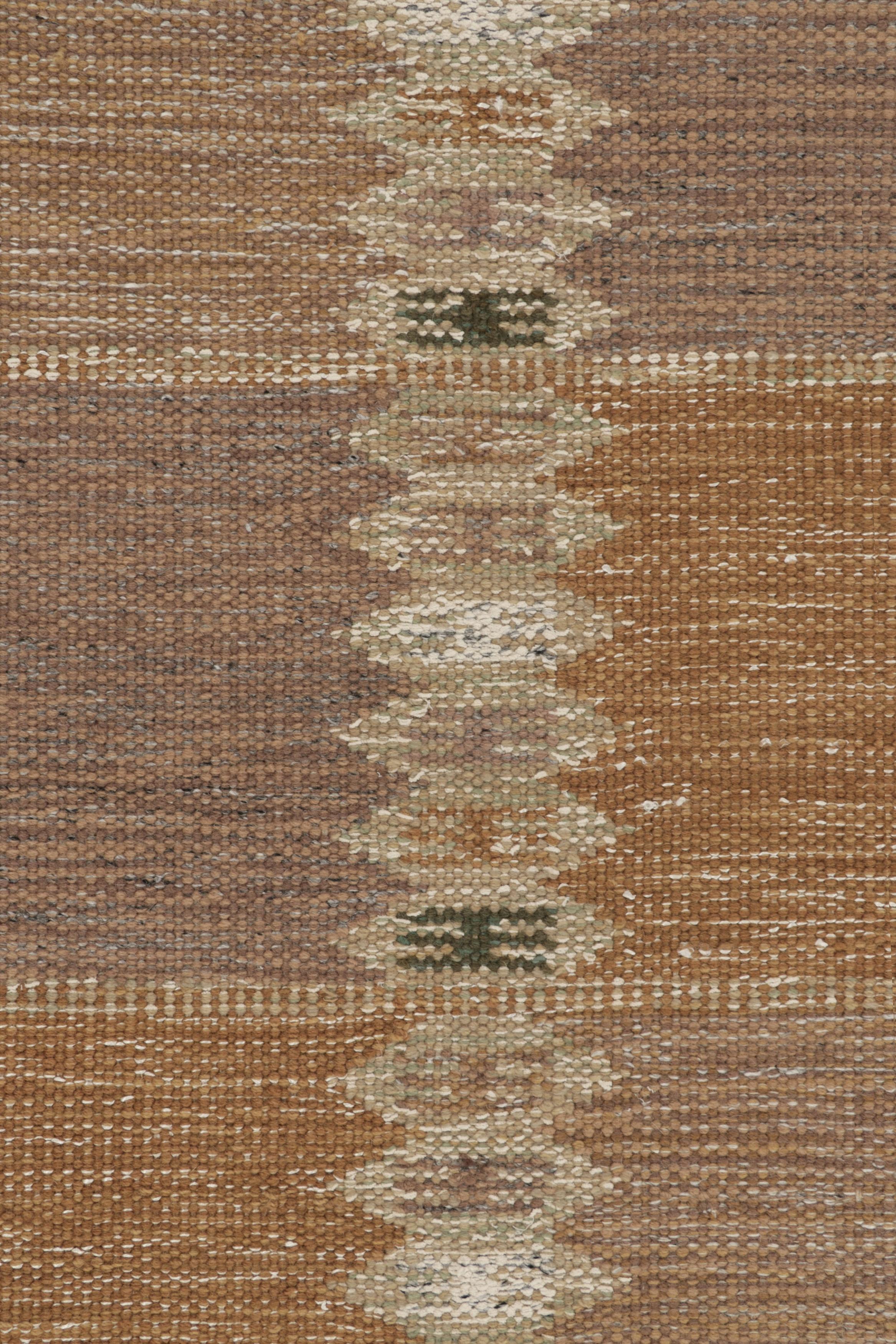 Hand-Woven Rug & Kilim’s Scandinavian Rug, Rust and Mauve Minimalist Geometric For Sale