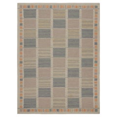 Tappeto scandinavo Rug & Kilim con motivi geometrici beige-marrone e blu