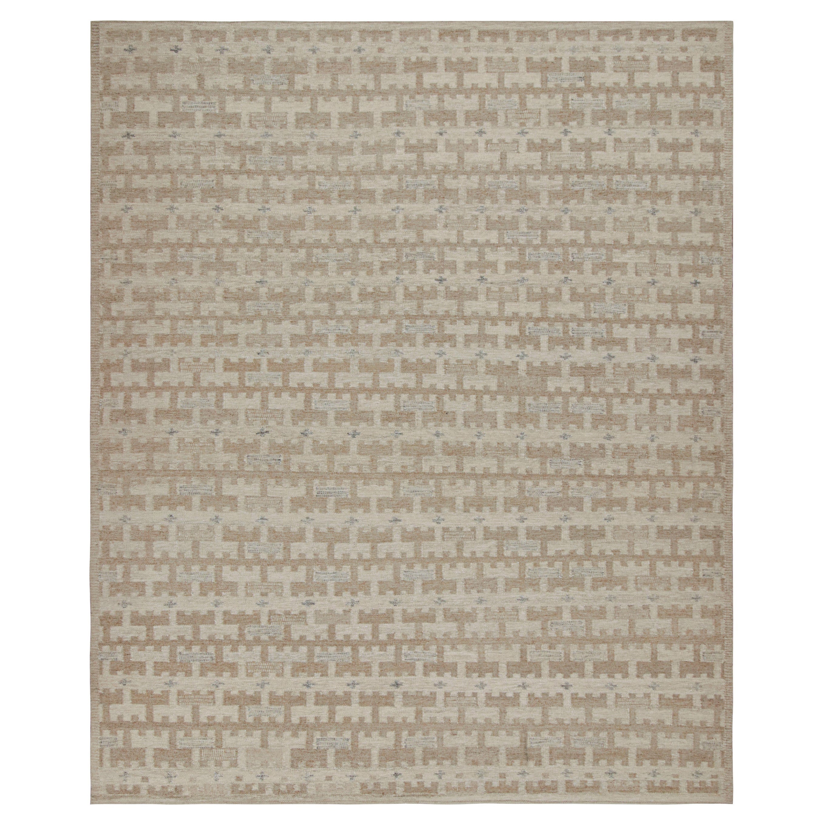 Rug
Kilim
s skandinavischer Teppich mit beige-braunem geometrischem Muster