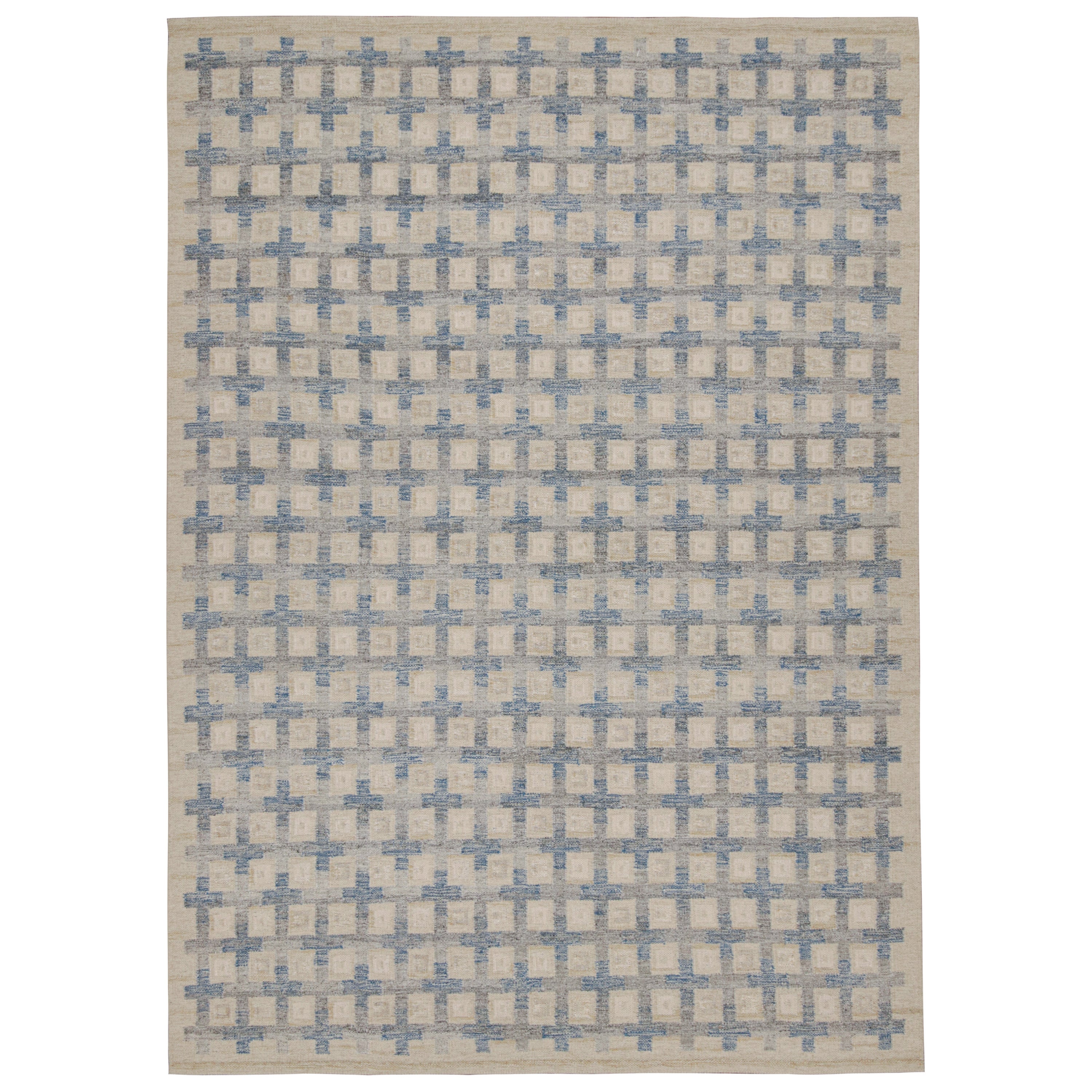 Tappeto scandinavo Rug & Kilim con motivi geometrici grigi e blu