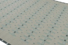 Rug & Kilim’s Scandinavian Rug with Pale Teal Geometric Patterns