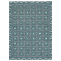 Skandinavischer Teppich von Rug & Kilim mit geometrischen Mustern in Teal und Blau