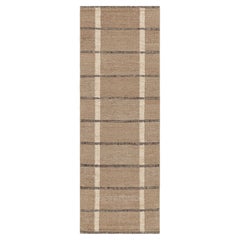 Rug & Kilim’s Scandinavian Runner Rug in Beige-Brown with Black & White Stripes