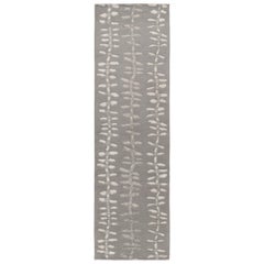Rug & Kilim’s Scandinavian Runner Rug in Silver-Gray Tones with Floral Patterns