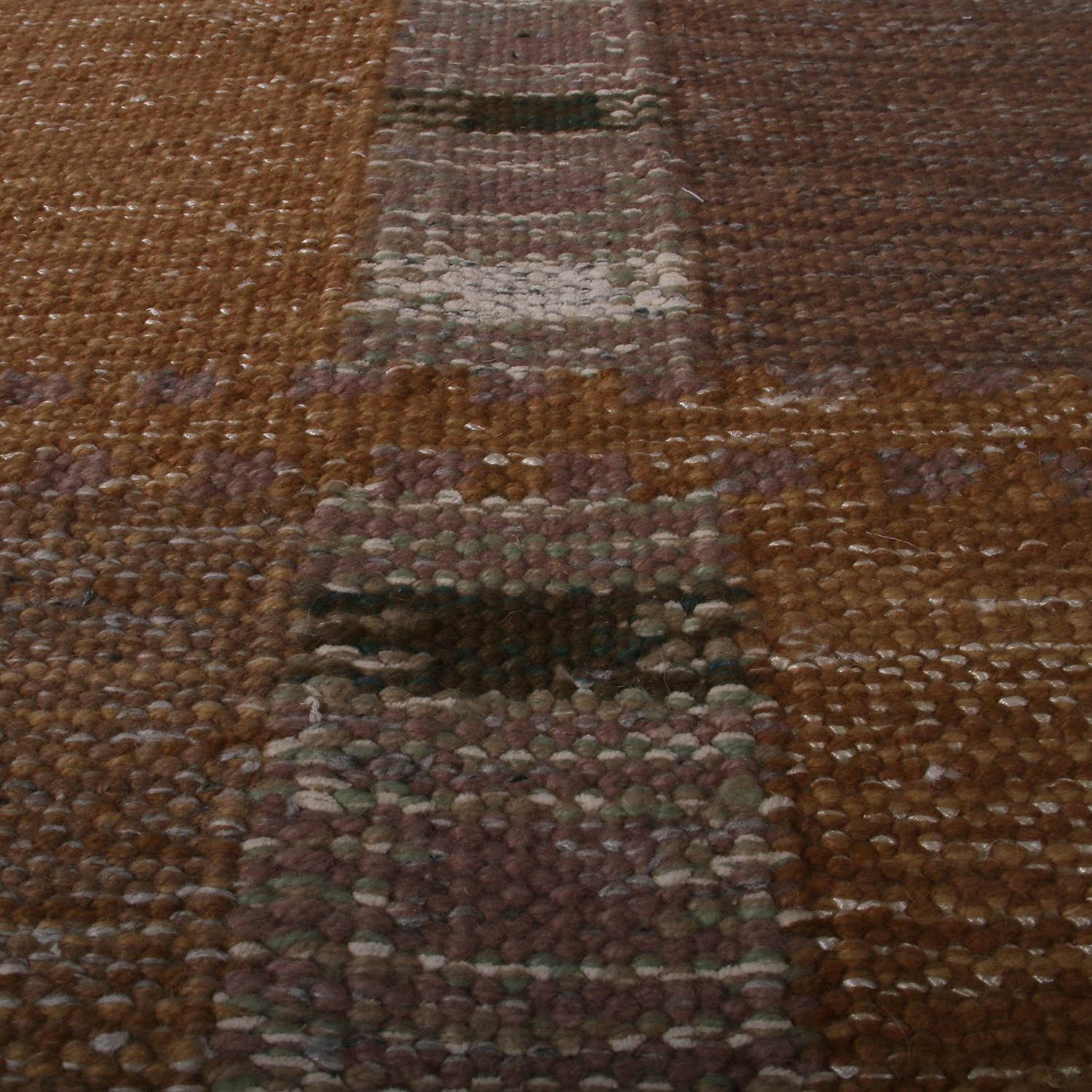 Indiano Rug & Kilim in stile scandinavo in lana beige, marrone e grigio. in vendita