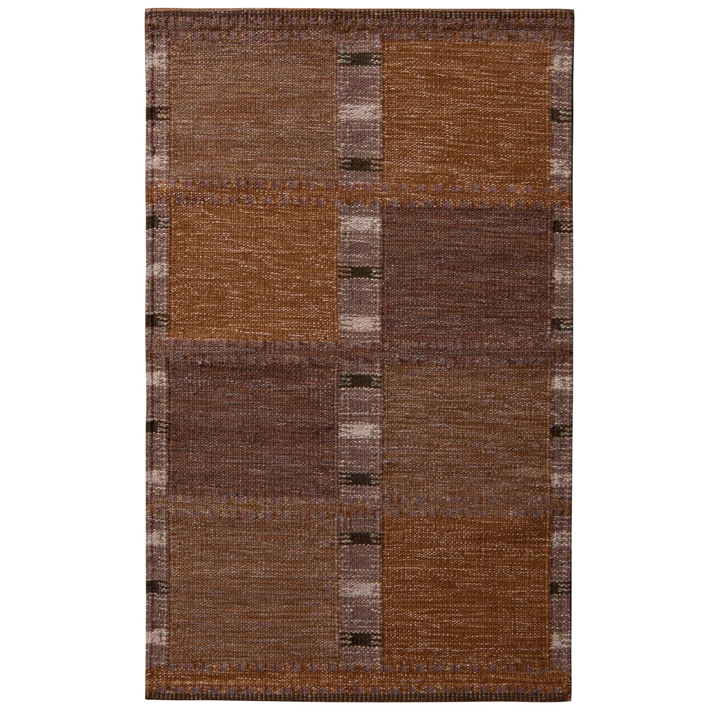Rug 
Kilim
s Scandinavian Style Beige Braun und Grau Wolle Modern Kilim