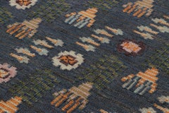 Rug & Kilim’s Scandinavian Style Custom Extra-Long Runner in Blue & Green Tones