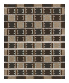Rug & Kilim's Scandinavian Style Custom Flatweave Rug with Beige &Black Patterns