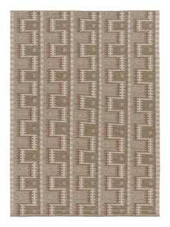 Rug & Kilim's Scandinavian Style Custom Flatweave Rug with Beige Geometry