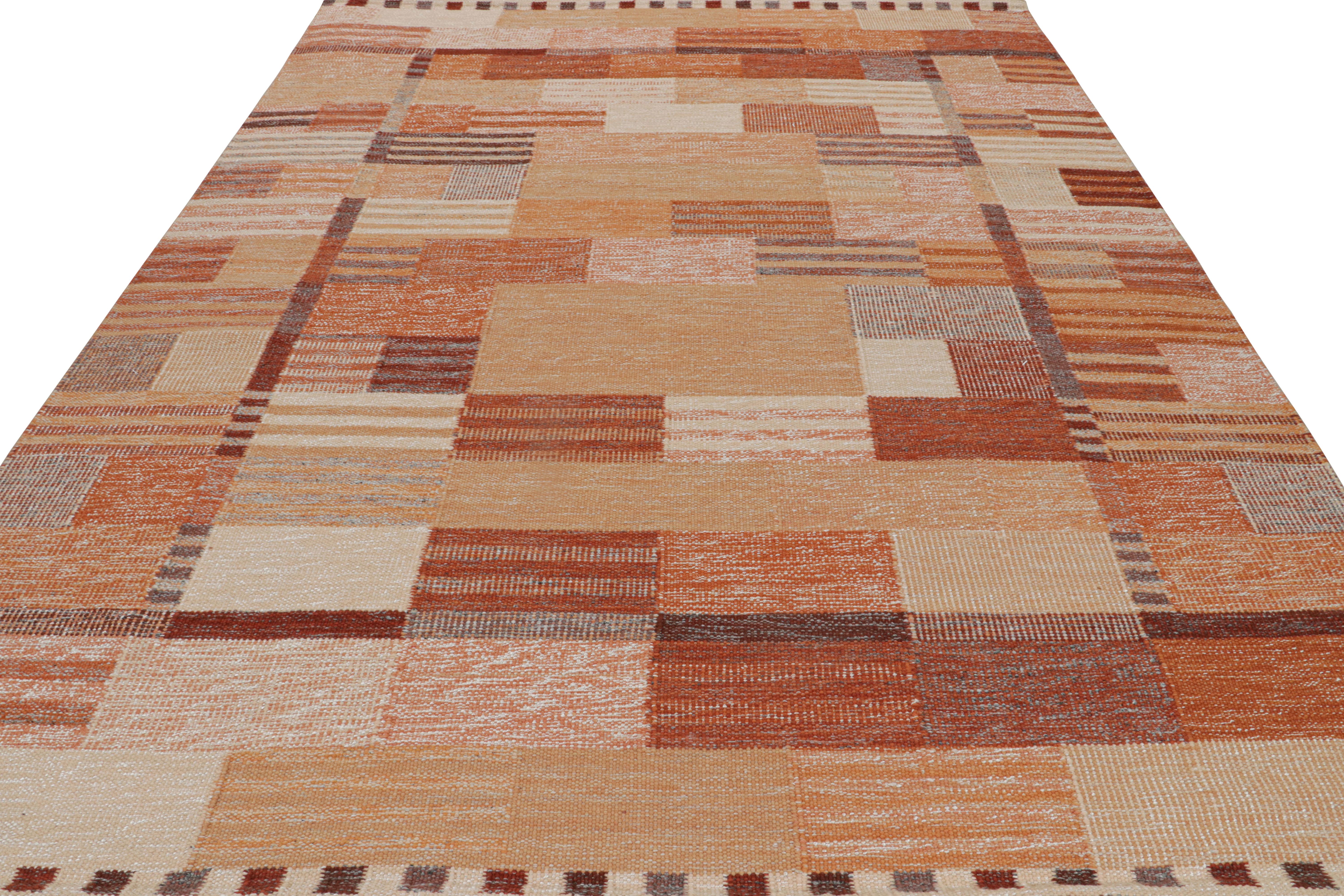 Scandinavian Modern Rug & Kilim’s Scandinavian Style Custom Flatweave Rug with Geometric Patterns For Sale