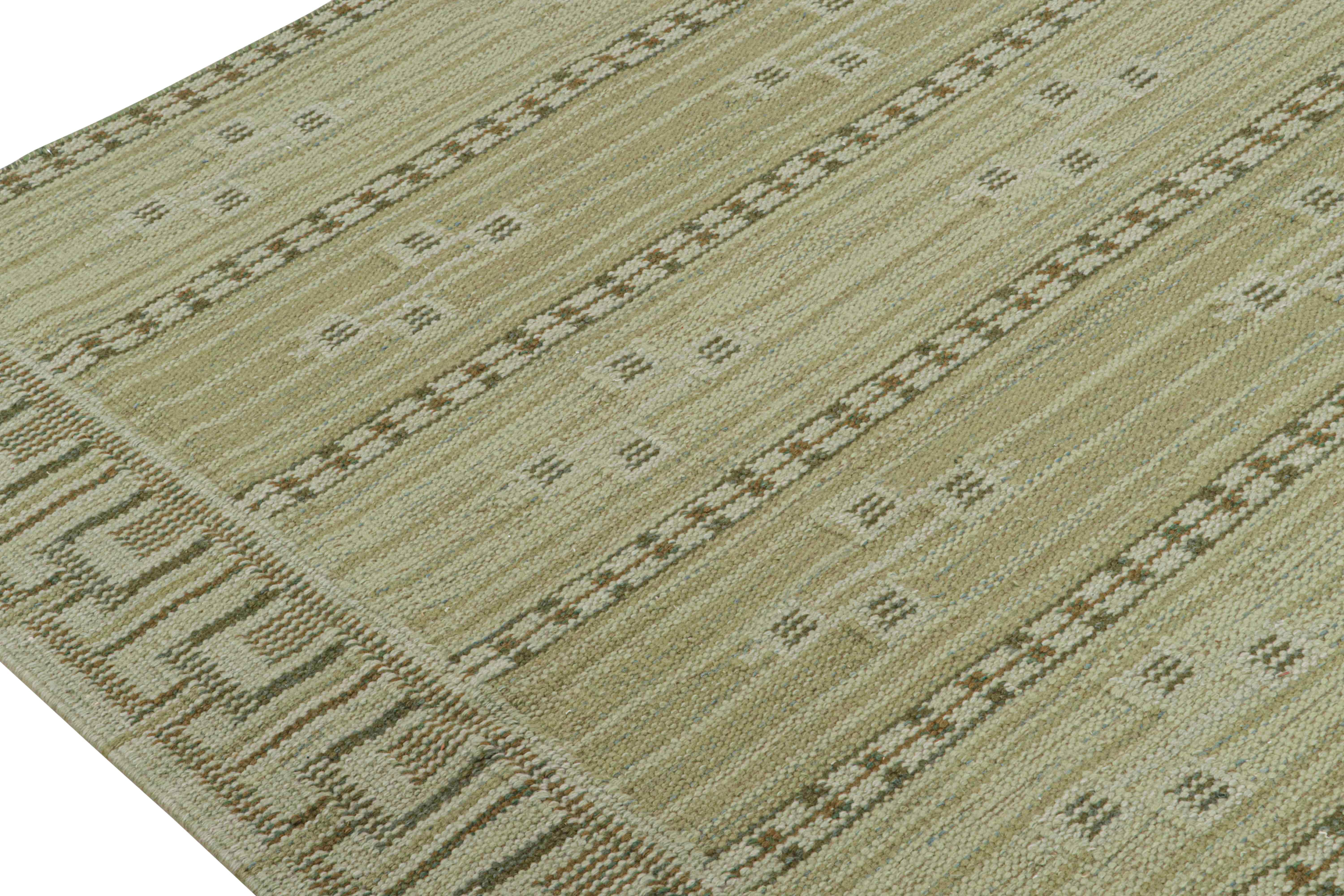 Hand-Knotted Rug & Kilim’s Scandinavian Style Custom Kilim Design with Geometric Patterns For Sale